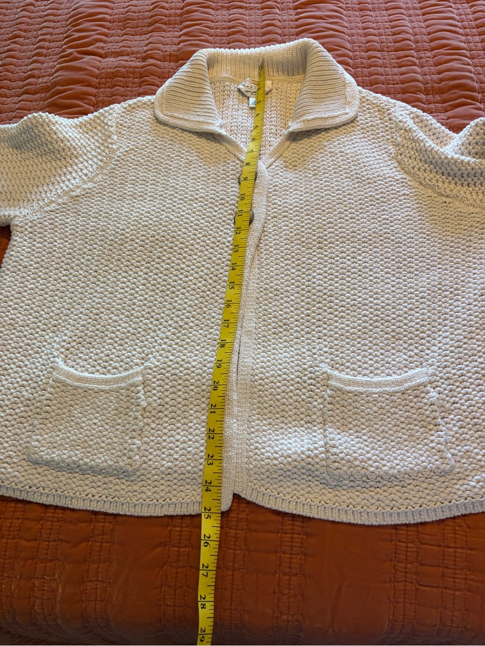 Talbots Cream Textured Button-Front Cardigan - Picture 6 of 7